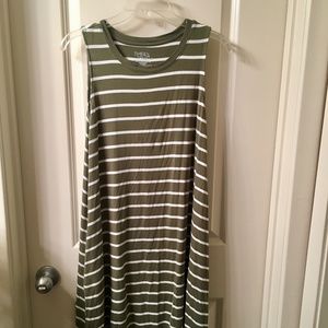 Comfy green &white striped Time & Tru dress, Large